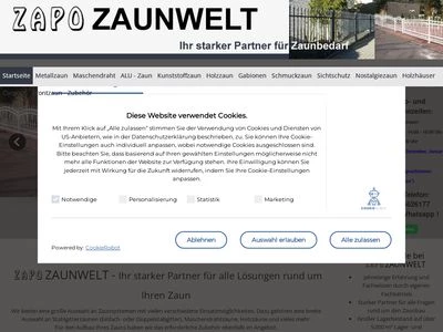 Website von ZAPO Zaunwelt