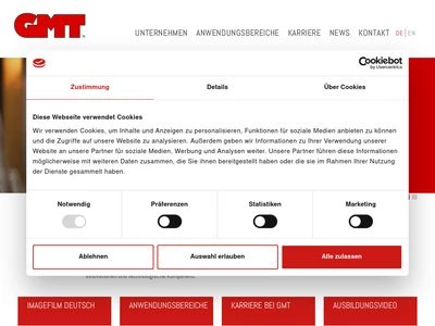 Website von GMT Gummi-Metall-Technik GmbH