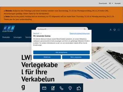 Website von EFB-Elektronik GmbH