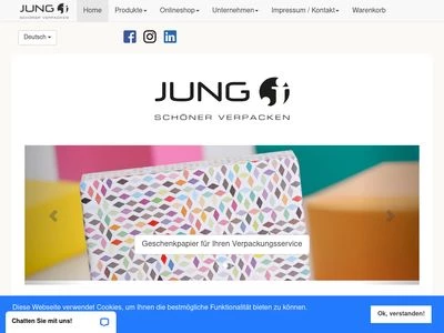 Website von JUNG VERPACKUNGEN GmbH