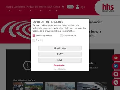 Website von Baumer hhs GmbH