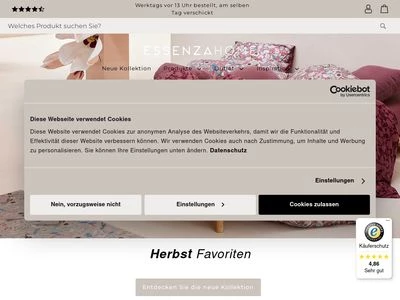 Website von ESSENZA HOME GmbH & Co. KG