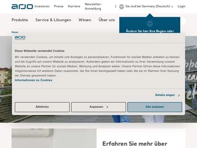 Website von Arjo Deutschland GmbH 