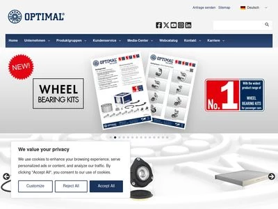 Website von OPTIMAL AG & Co. KG