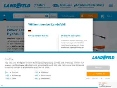 Website von Landefeld Druckluft und Hydraulik GmbH