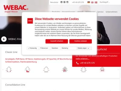 Website von WEBAC-Chemie GmbH