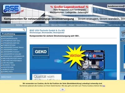 Website von BSE USV-Technik GmbH & Co. KG