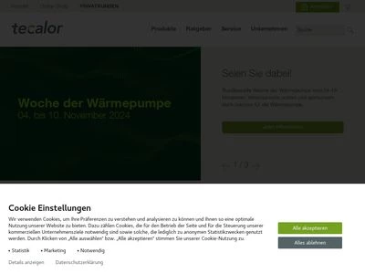 Website von tecalor GmbH