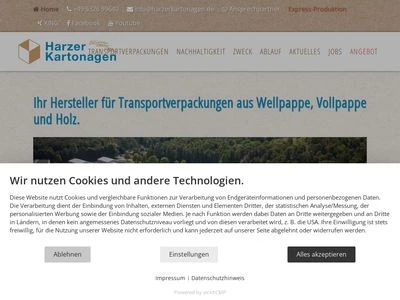 Website von Harzer Kartonagenfabrik Fritz Nickel GmbH & Co. KG