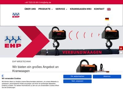 Website von EHP Wägetechnik GmbH