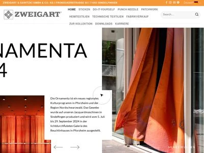 Website von Zweigart & Sawitzki GmbH & Co. KG