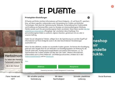 Website von El Puente Import und Vertrieb GmbH