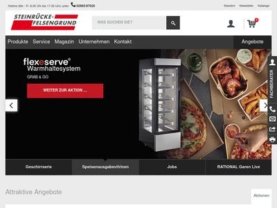 Website von Steinrücke-Felsengrund Gastronomiebedarf -Großküchentechnik