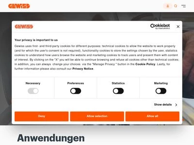 Website von GEWISS Deutschland GmbH