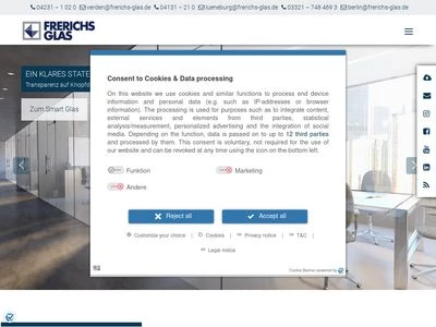 Website von FRERICHS GLAS GMBH