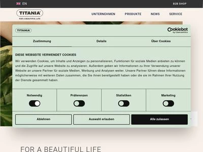 Website von TITANIA Fabrik GmbH
