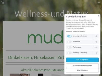 Website von mudis - Naturkissen und mehr