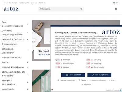 Website von Artoz Papier AG