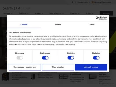 Website von Dantherm Air Handling A/S