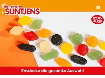 Website von SUNTJENS Süßwaren Import + Export GmbH