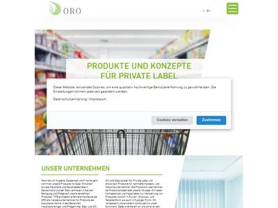 Website von ORO-Produkte Marketing International GmbH