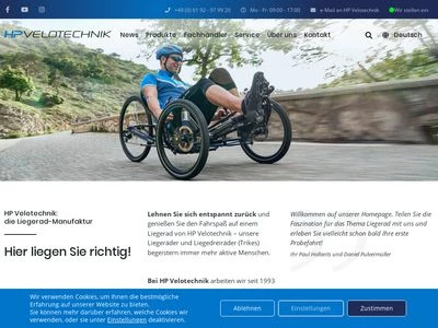 Website von HP Velotechnik GmbH & Co. KG