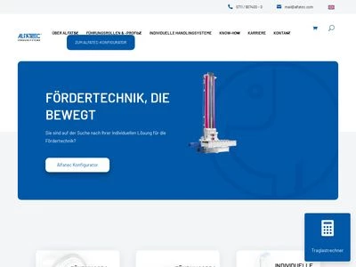 Website von Alfatec GmbH Fördersysteme