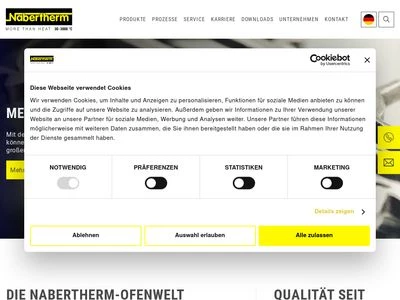 Website von Nabertherm GmbH