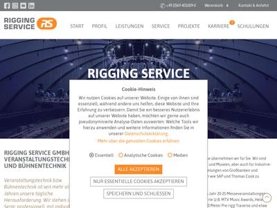 Website von Rigging Service GmbH