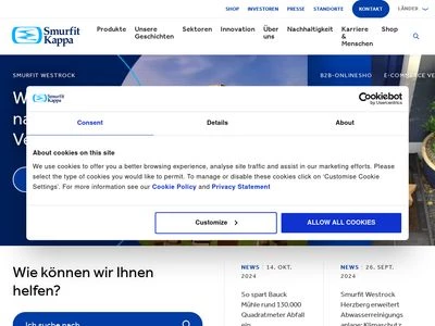 Website von Smurfit Kappa Deutschland GmbH