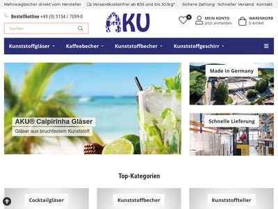 Website von AKU BecherManufaktur GmbH & Co. KG