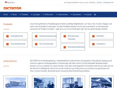 Website von DICTATOR Technik GmbH