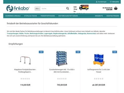 Website von fintabo® betriebsausstattungen