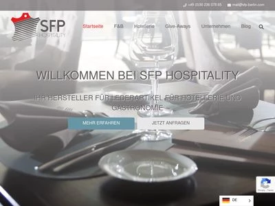 Website von SFP Hospitality GmbH