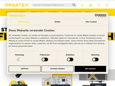 Website von  ORGATEX GmbH & Co.KG