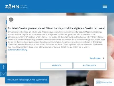 Website von ZAHN PINSEL GMBH