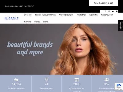 Website von Gieseke cosmetic GmbH