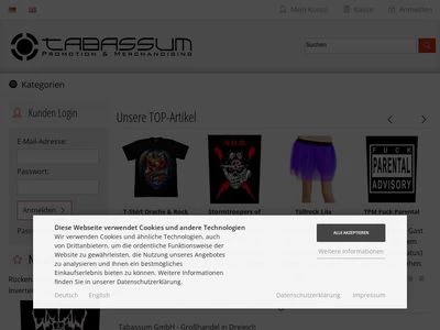 Website von Tabassum Promotion & Merchandising GmbH