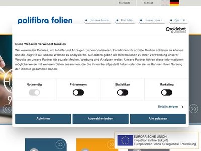 Website von Polifibra Folien Handelsgesellschaft mbH