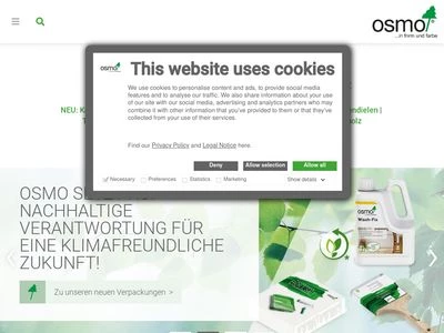 Website von Osmo Holz und Color GmbH & Co. KG