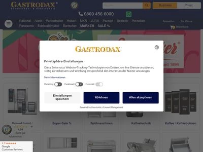 Website von Gastrodax.de - New Gastroline GmbH