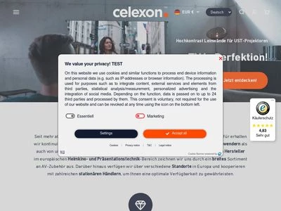 Website von celexon Europe GmbH