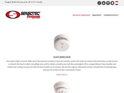 Website von Sensotec Firehawk