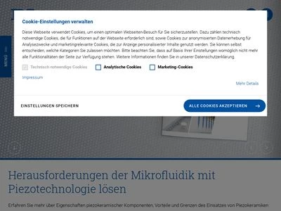 Website von PI Ceramic GmbH