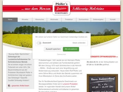 Website von Probsteier Wurstfabrik Pfeifer GmbH & Co. KG