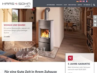 Website von HAAS + SOHN OFENTECHNIK GMBH