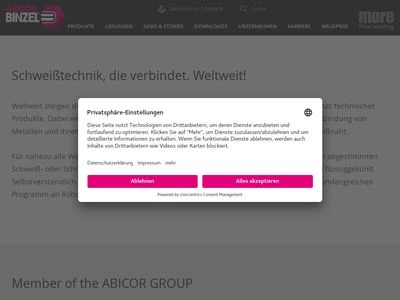 Website von Alexander Binzel Schweisstechnik GmbH & Co. KG