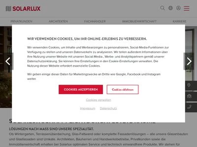 Website von Solarlux GmbH