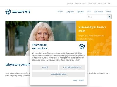 Website von Sigma Laborzentrifugen GmbH