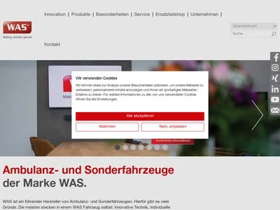 Website von Wietmarscher Ambulanz- und Sonderfahrzeug GmbH